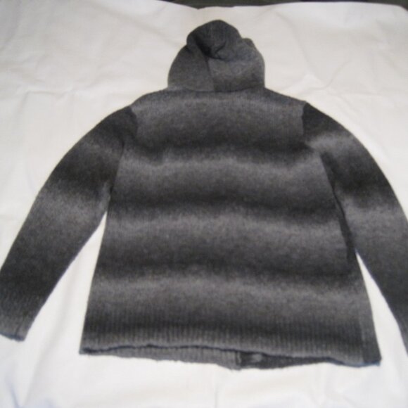 RUFF HEWN Women's Grey and Brown Wool Blend Knit Hooded Button Cardigan Size L - Picture 5 of 5